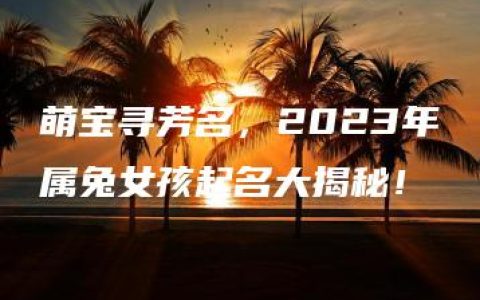 萌宝寻芳名，2023年属兔女孩起名大揭秘！