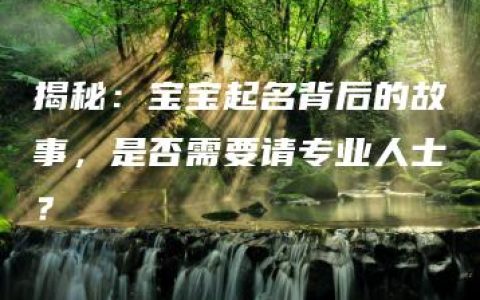 揭秘：宝宝起名背后的故事，是否需要请专业人士？