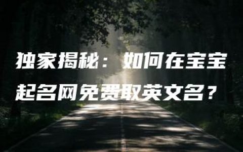 独家揭秘：如何在宝宝起名网免费取英文名？