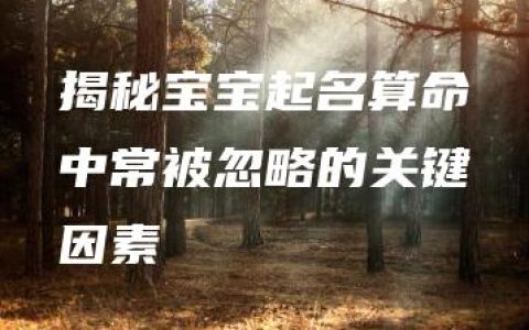 揭秘宝宝起名算命中常被忽略的关键因素