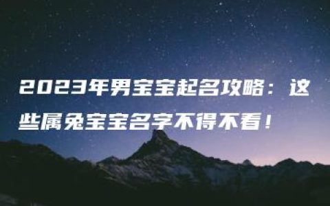 2023年男宝宝起名攻略：这些属兔宝宝名字不得不看！