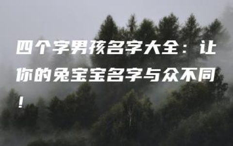 四个字男孩名字大全：让你的兔宝宝名字与众不同！