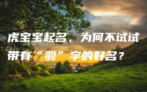 虎宝宝起名，为何不试试带有“羽”字的好名？