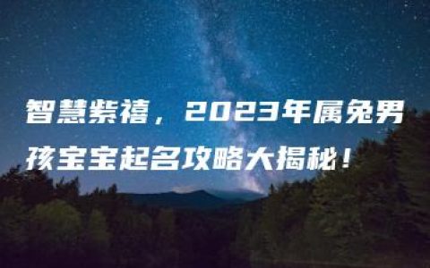 智慧紫禧，2023年属兔男孩宝宝起名攻略大揭秘！