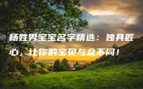 杨姓男宝宝名字精选：独具匠心，让你的宝贝与众不同！