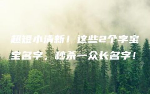 超短小清新！这些2个字宝宝名字，秒杀一众长名字！