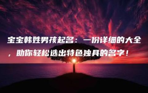 宝宝韩姓男孩起名：一份详细的大全，助你轻松选出特色独具的名字！