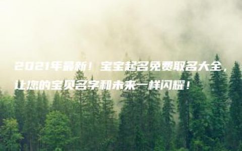 2021年最新！宝宝起名免费取名大全，让您的宝贝名字和未来一样闪耀！