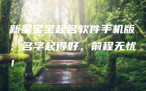 新星宝宝起名软件手机版：名字起得好，前程无忧！