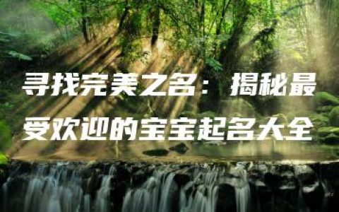 寻找完美之名：揭秘最受欢迎的宝宝起名大全