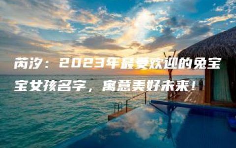 芮汐：2023年最受欢迎的兔宝宝女孩名字，寓意美好未来！