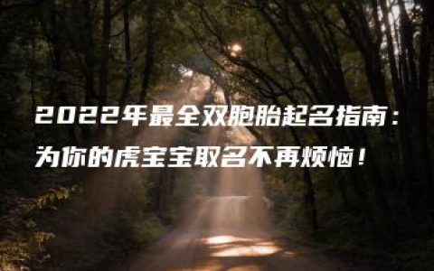 2022年最全双胞胎起名指南：为你的虎宝宝取名不再烦恼！