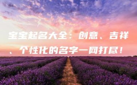 宝宝起名大全：创意、吉祥、个性化的名字一网打尽！