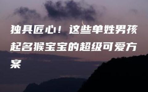 独具匠心！这些单姓男孩起名猴宝宝的超级可爱方案