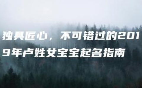 独具匠心，不可错过的2019年卢姓女宝宝起名指南