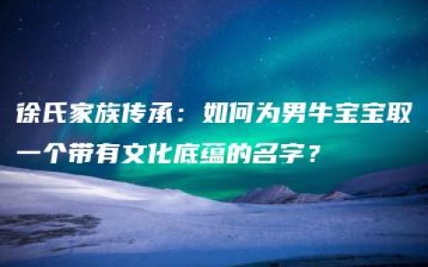 徐氏家族传承：如何为男牛宝宝取一个带有文化底蕴的名字？