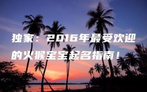 独家：2016年最受欢迎的火猴宝宝起名指南！