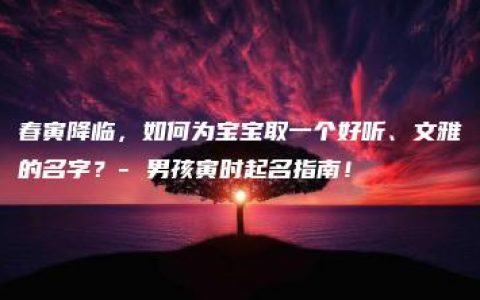 春寅降临，如何为宝宝取一个好听、文雅的名字？- 男孩寅时起名指南！