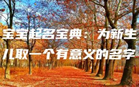 宝宝起名宝典：为新生儿取一个有意义的名字