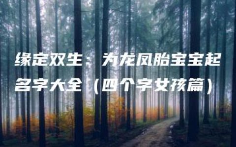 缘定双生：为龙凤胎宝宝起名字大全（四个字女孩篇）