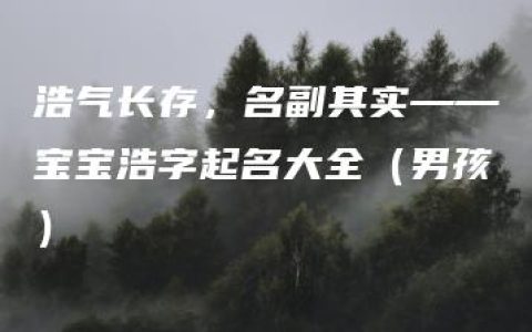 浩气长存，名副其实——宝宝浩字起名大全（男孩）