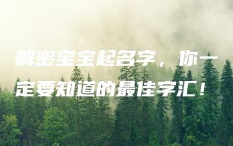 解密宝宝起名字，你一定要知道的最佳字汇！