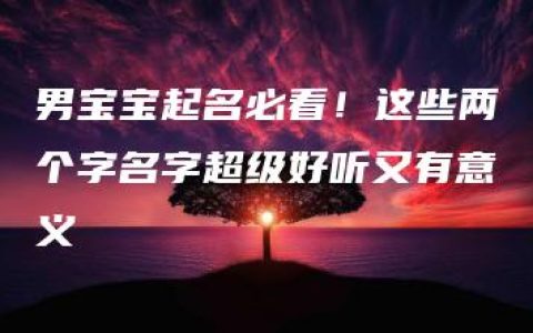 男宝宝起名必看！这些两个字名字超级好听又有意义