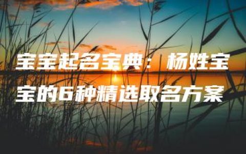 宝宝起名宝典：杨姓宝宝的6种精选取名方案