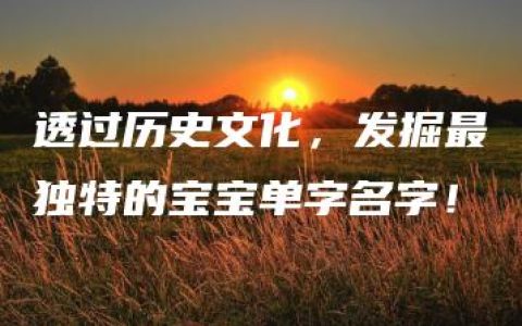 透过历史文化，发掘最独特的宝宝单字名字！