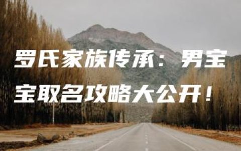 罗氏家族传承：男宝宝取名攻略大公开！