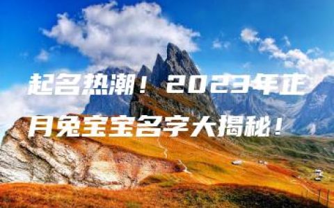 起名热潮！2023年正月兔宝宝名字大揭秘！