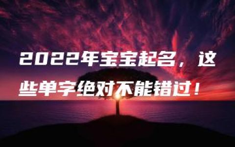 2022年宝宝起名，这些单字绝对不能错过！