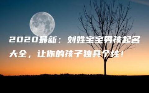 2020最新：刘姓宝宝男孩起名大全，让你的孩子独具个性！