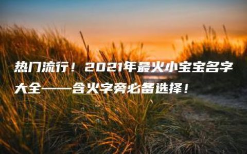 热门流行！2021年最火小宝宝名字大全——含火字旁必备选择！