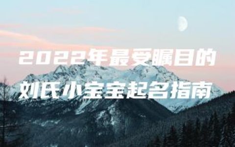 2022年最受瞩目的刘氏小宝宝起名指南