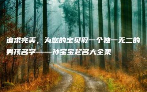 追求完美，为您的宝贝取一个独一无二的男孩名字——孙宝宝起名大全集