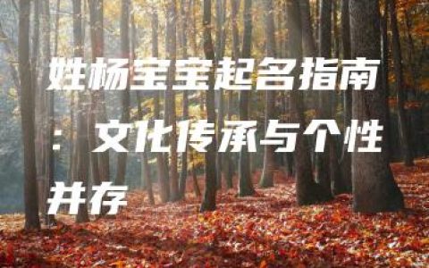 姓杨宝宝起名指南：文化传承与个性并存