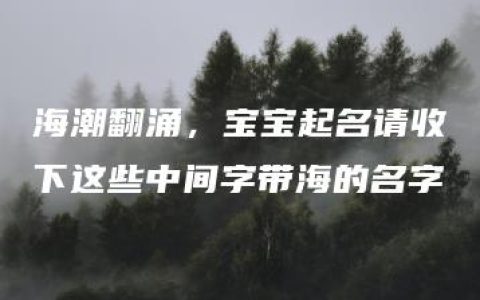 海潮翻涌，宝宝起名请收下这些中间字带海的名字