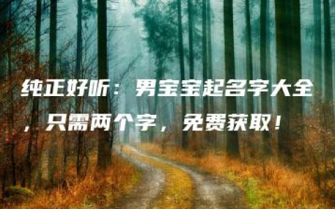 纯正好听：男宝宝起名字大全，只需两个字，免费获取！