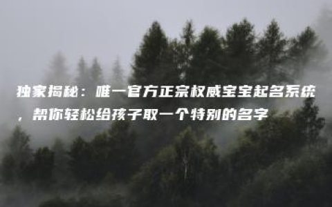 独家揭秘：唯一官方正宗权威宝宝起名系统，帮你轻松给孩子取一个特别的名字