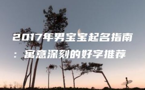 2017年男宝宝起名指南：寓意深刻的好字推荐