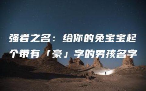 强者之名：给你的兔宝宝起个带有「豪」字的男孩名字