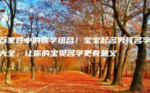 百家姓中的锦字组合！宝宝起名男孩名字大全，让你的宝贝名字更有意义