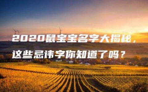 2020鼠宝宝名字大揭秘，这些忌讳字你知道了吗？