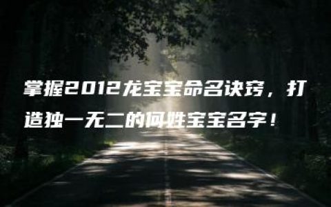 掌握2012龙宝宝命名诀窍，打造独一无二的何姓宝宝名字！