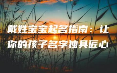 戴姓宝宝起名指南：让你的孩子名字独具匠心