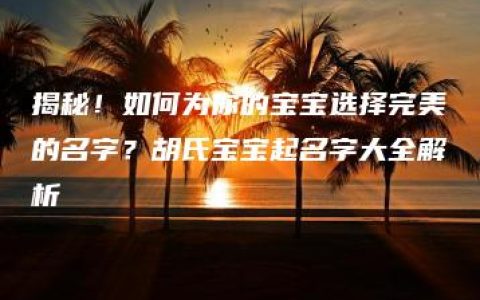 揭秘！如何为你的宝宝选择完美的名字？胡氏宝宝起名字大全解析