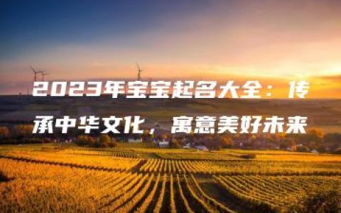 2023年宝宝起名大全：传承中华文化，寓意美好未来