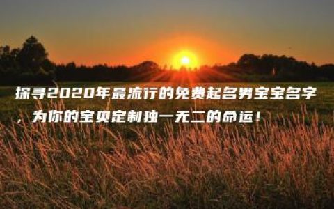 探寻2020年最流行的免费起名男宝宝名字，为你的宝贝定制独一无二的命运！