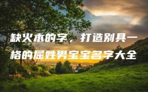 缺火木的字，打造别具一格的屈姓男宝宝名字大全